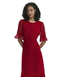 Finery London Women's Jennifer Short Sleeve Chiffon Midi Dress
