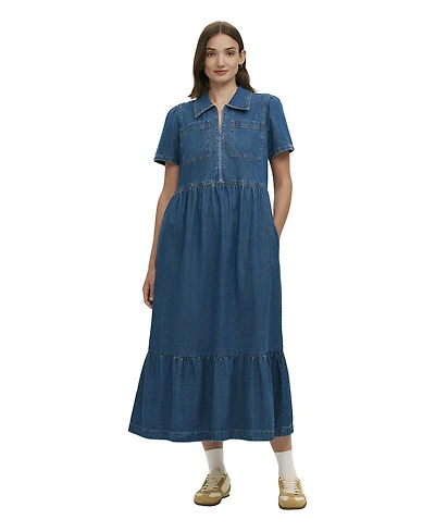 Finery London Women's Tania Denim Midi Shirt Dress