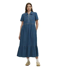 Finery London Women's Tania Denim Midi Shirt Dress