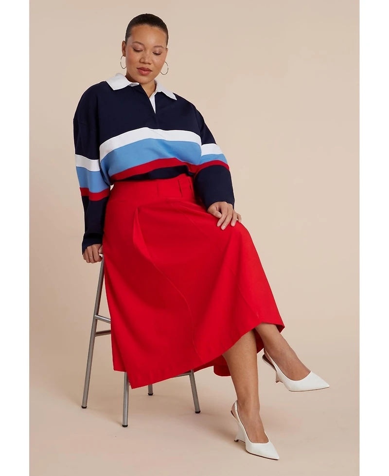 Eloquii Women's Pleated Belted Midi Skirt