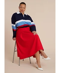 Eloquii Women's Pleated Belted Midi Skirt