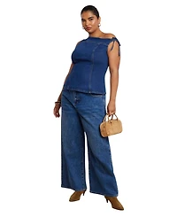 Eloquii Women's Plus Asym Denim Top
