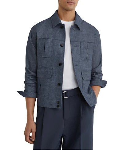 Reiss Men's Lagos Lightweight Textured-Weave Shirt Jacket