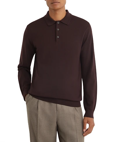 Reiss Men's Trafford Slim-Fit Merino Wool Ribbed Polo Shirt