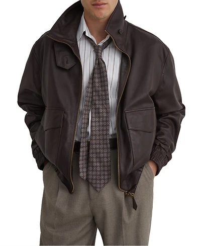 Reiss Men's Trinity Leather Oversized Funnel-Neck Jacket