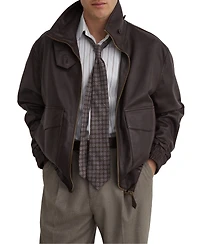 Reiss Men's Trinity Leather Oversized Funnel-Neck Jacket