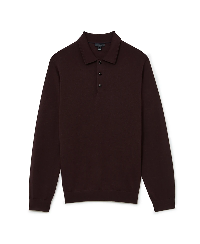 Reiss Men's Trafford Slim-Fit Merino Wool Ribbed Polo Shirt