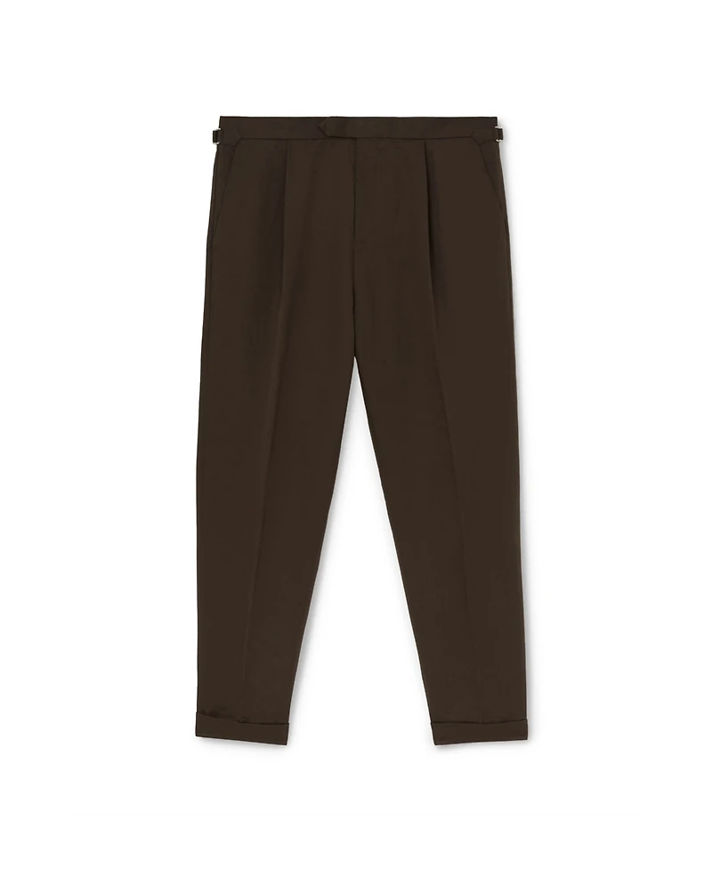 Reiss Men's Com Pleated Tapered-Fit Linen-Blend Trousers Pants