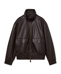 Reiss Men's Trinity Leather Oversized Funnel-Neck Jacket