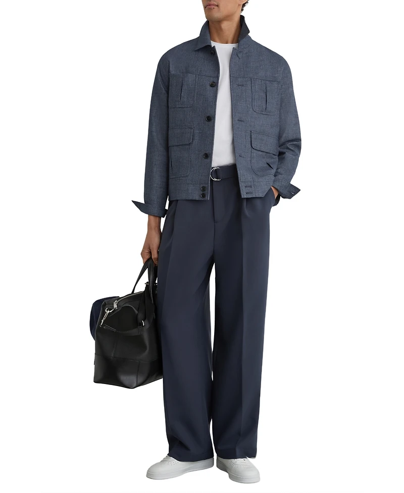 Reiss Men's Lagos Lightweight Textured-Weave Shirt Jacket