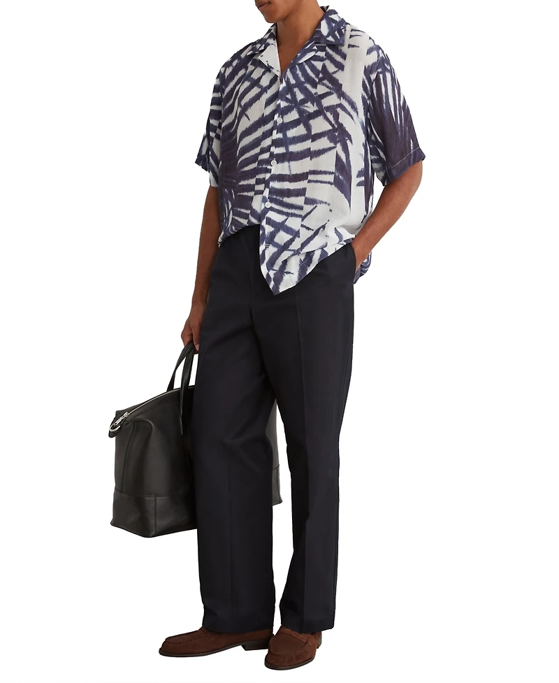 Reiss Men's Shindora Plisse Cuban-Collar Short-Sleeve Shirt