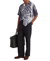 Reiss Men's Shindora Plisse Cuban-Collar Short-Sleeve Shirt