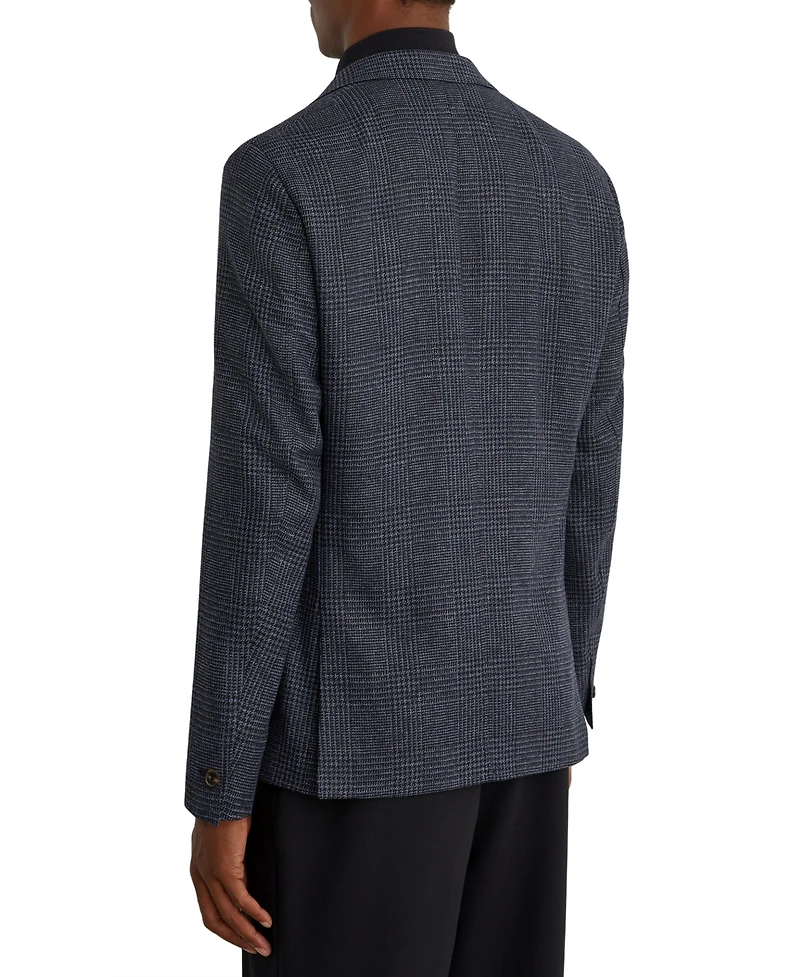 Reiss Men's Kyle Check Single-Breasted with Gilet Insert Tailored-Fit Blazer
