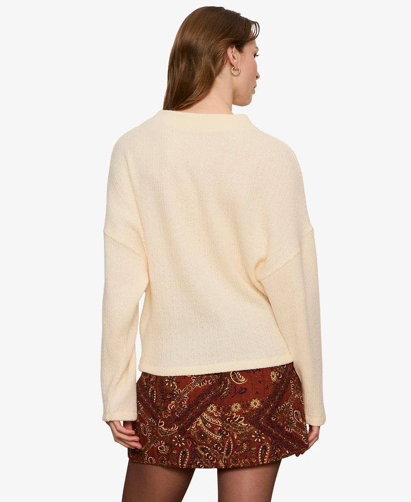 Sanctuary Women's Mock-Neck Ribbed Dolman Sweatshirt