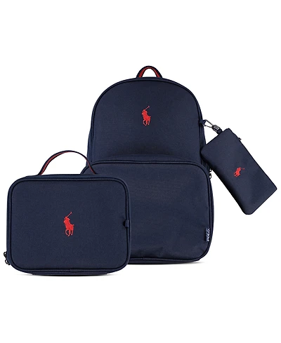 Polo Ralph Lauren Big Boys Backpack, Lunch Box and Pencil Case Combo Set, 3 Piece