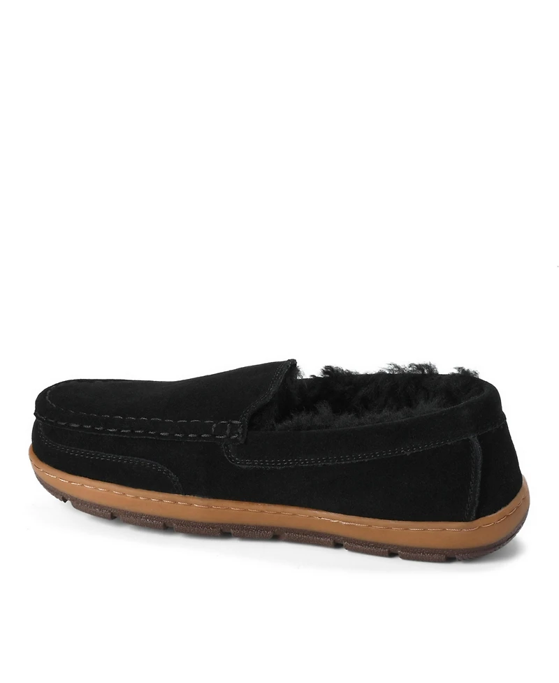 Dearfoams Fireside by Melbourne Rugged Loafer Water-Resistant Genuine Suede Slippers