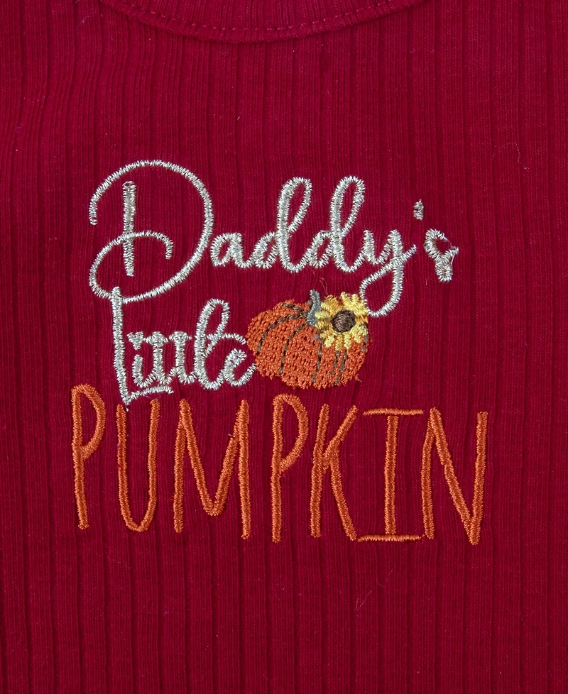 Baby Essentials Girls' Daddy's Little Pumpkin Long-Sleeve Ribbed Bodysuit, Leggings, Headband & Socks, 4-Piece Set