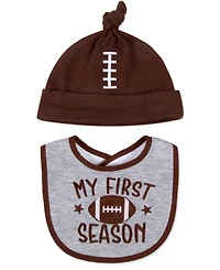 Baby Essentials Baby Football-Themed Bib, Beanie, Socks and Teether, 4-Piece Set