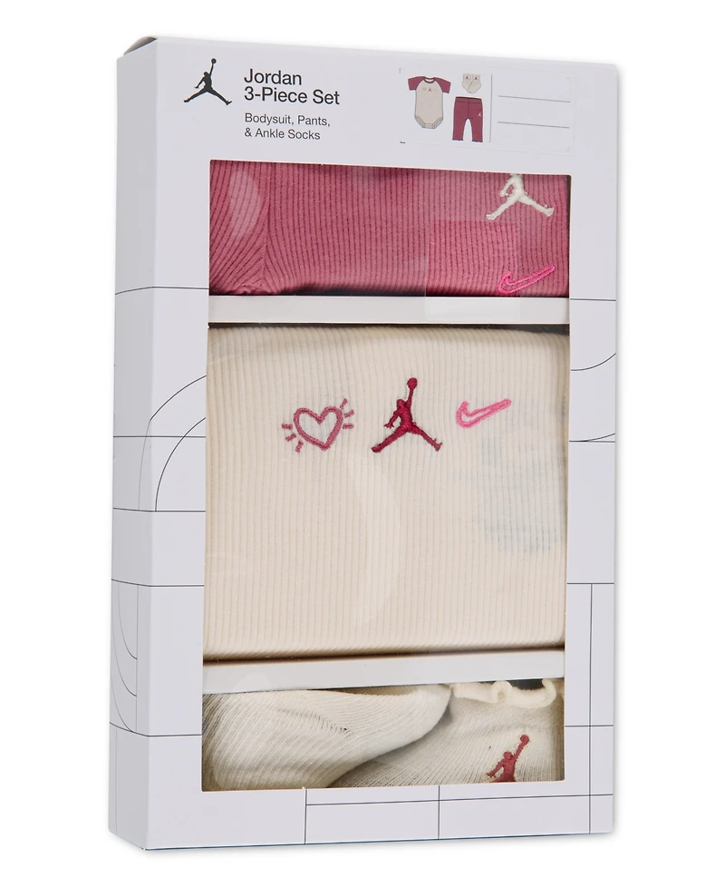 Jordan Baby Girls' Love Is the Air Bodysuit, Flared Pants and Socks, 3-Piece Set