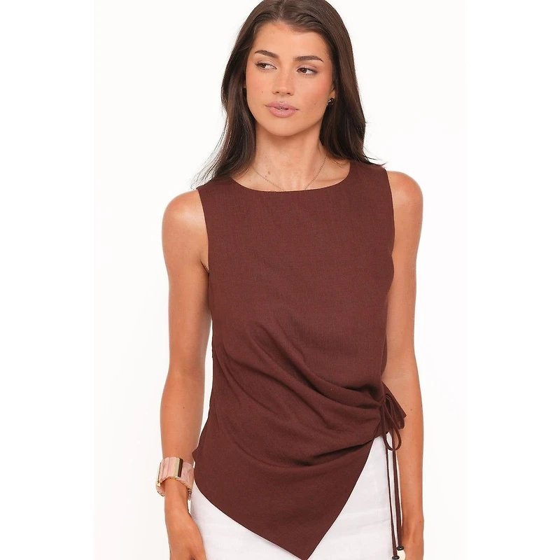 Petal and Pup Women's Heloise Boat-Neck Sleeveless Side-Tie Blouse