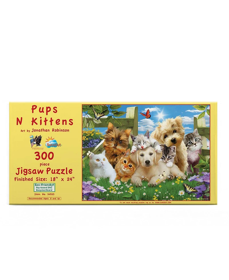 SunsOut Pups n Kittens 300-Piece Jigsaw Puzzle For Adults, Ages 15+