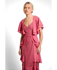 Oasis Women's Lace Ruffle V-Neck Dress