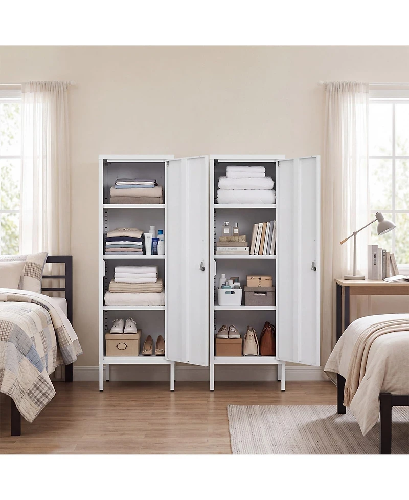 gaomon Lockable Office Storage Locker Cabinet - 4-Tier Metal Employee Locker with 3 Adjustable Shelves, 2 Keys