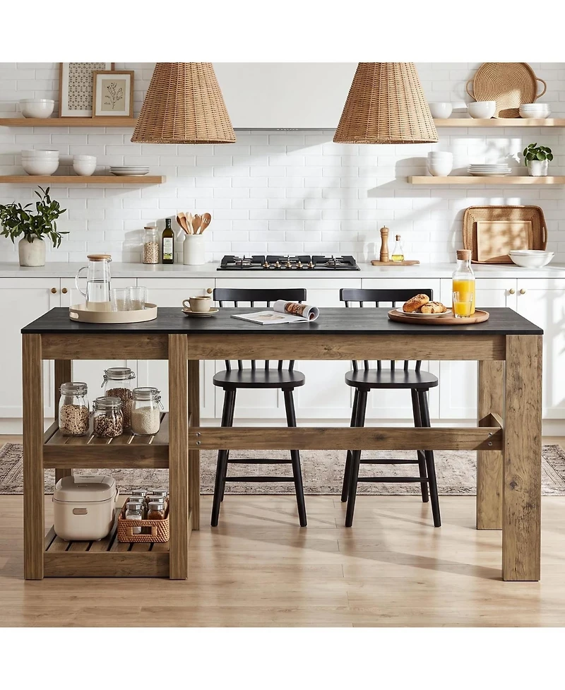 Tribesigns Kitchen Island with Storage,Open Shelving Bar Table with Large Worktop