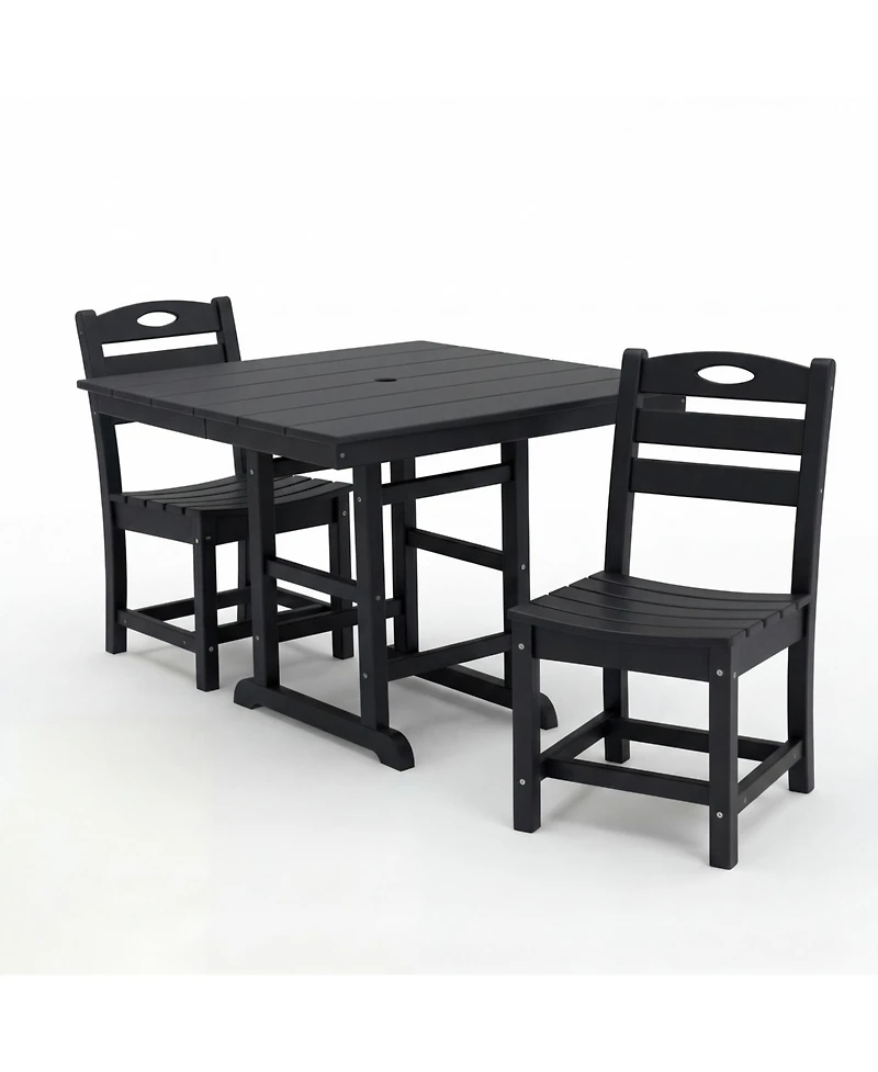 Boyel Living Hdpe Outdoor Patio Dining Set 37.8 Inch Square Table with 2 Chairs 3-Piece Bistro