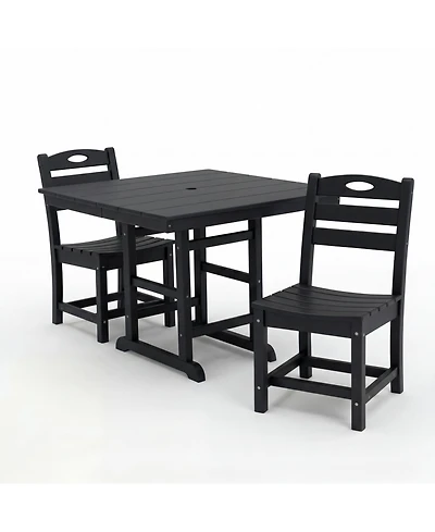 Boyel Living Hdpe Outdoor Patio Dining Set 37.8 Inch Square Table with 2 Chairs 3-Piece Bistro