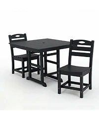 Boyel Living Hdpe Outdoor Patio Dining Set 37.8 Inch Square Table with 2 Chairs 3-Piece Bistro