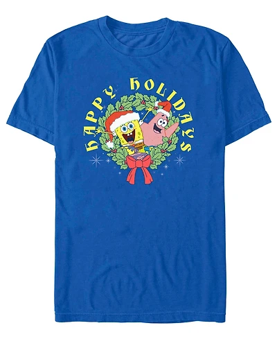 Fifth Sun Men's SpongeBob Holiday Wreath Joy T-Shirt