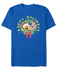 Fifth Sun Men's SpongeBob Holiday Wreath Joy T-Shirt