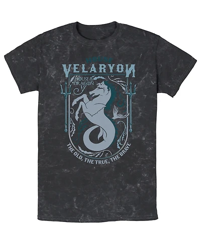 Fifth Sun Men's House of the Dragon Velaryon Mineral-Wash Graphic Crewneck Cotton T-Shirt