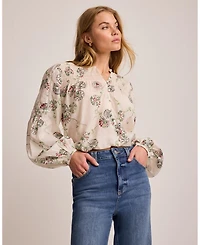 Mint Velvet Women's Floral Smocked Peasant Blouse
