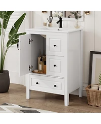 Phying 24 Inch Bathroom Vanity with Sink Modern Freestanding Vanity Cabinet with 1 Soft Closing Door Home Decor