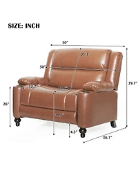 Streamdale Furniture Faux Leather Manual Recliner with Cup Holders