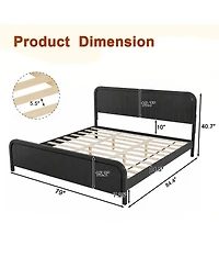Streamdale Furniture King Wood Platform Bed Frame with Headboard- Easy Assembly