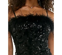 Katia Rae Juniors' Sequin Velvet Square Neck Mini Dress