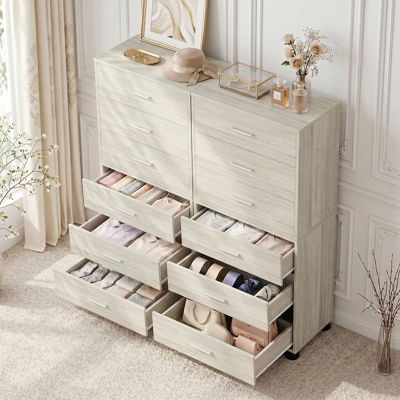 Aheaplus Set of 2 Wooden Dresser with 3-Drawers, Nightstand, Tv Stand