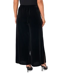 Msk Plus Velvet Wide-Leg Side-Slit Pants