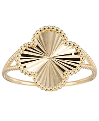 Italian Gold Four Leaf Clover Ring in 10k Yellow Gold