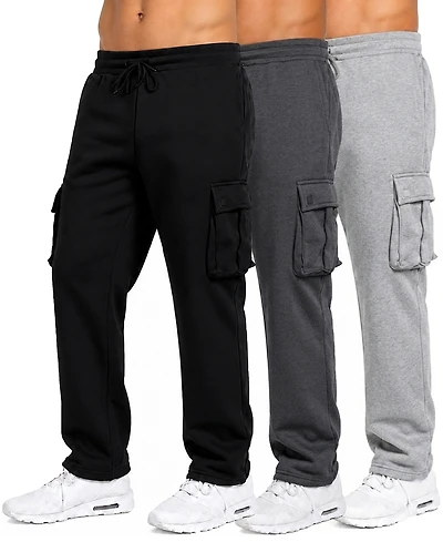Blue Ice Men's Fleece-Lined Cargo Open-Bottom Sweatpants