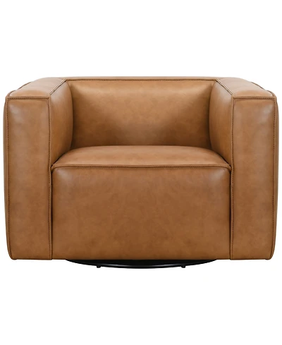 Moxley 41" Genuine Leather Memory Return Swivel Chair, Macy's Exclusive
