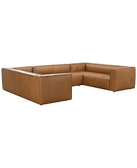 Moxley 3-Piece Genuine Leather Deep Seating Sectional Sofa, Macy's Exclusive