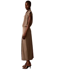 Calvin Klein Women's Side Zip Inverted Pleat High-Waisted Midi Skirt