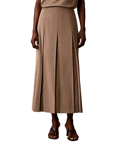 Calvin Klein Women's Side Zip Inverted Pleat High-Waisted Midi Skirt