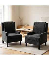 gaomon 2 Piece Upholstered Wingback Accent Chair, Modern Reading Armchair for Living Room, Bedroom