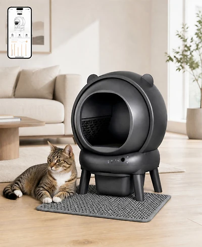 Cumrige Self-Cleaning Cat Litter Box Smart Automatic Litter Box with Cat Litter Mat for Multiple Cats Large Capacity Self-Cleaning Design