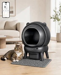 Cumrige Self-Cleaning Cat Litter Box Smart Automatic Litter Box with Cat Litter Mat for Multiple Cats Large Capacity Self-Cleaning Design